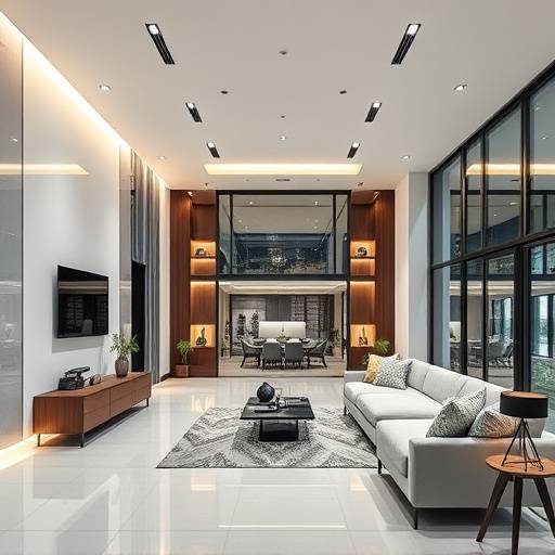 A stylish commercial featuring a modern smart home with seamless integration, showcasing innovative home automation technology.
